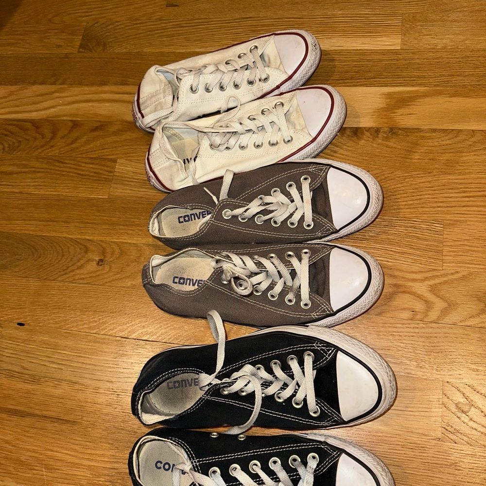 Converse Chuck Taylor Sneakers - White, Gray, Black Trio